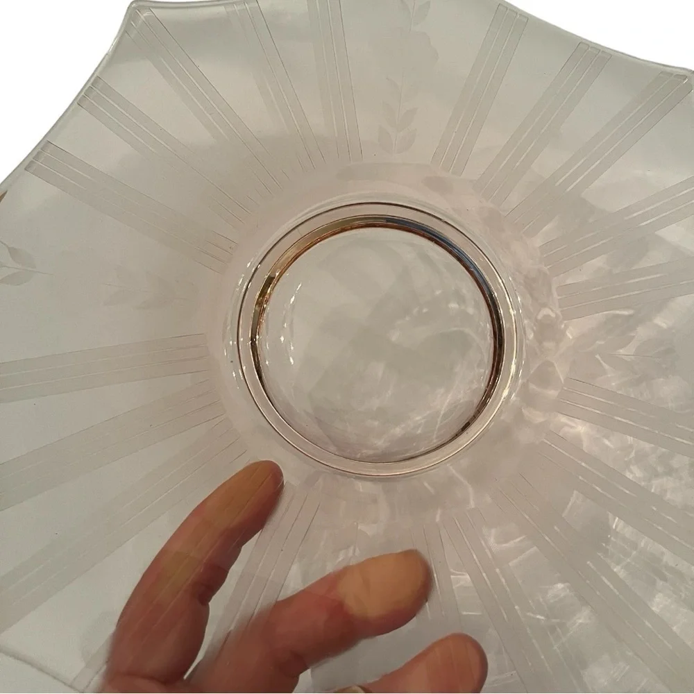 Vintage Pink Depression Glass Dessert Plate or Server  | Sunburst Floral Etched